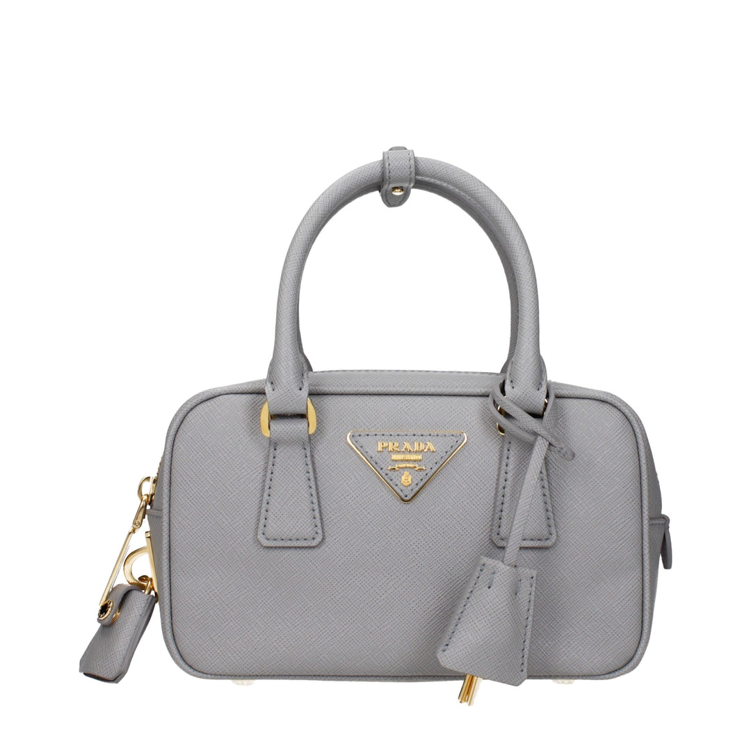 Prada Gray Leather Handbag