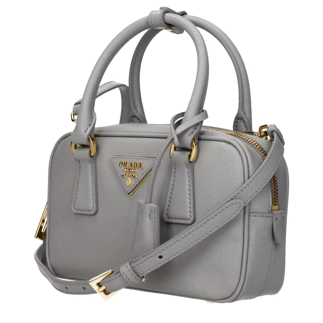 Prada Gray Leather Handbag