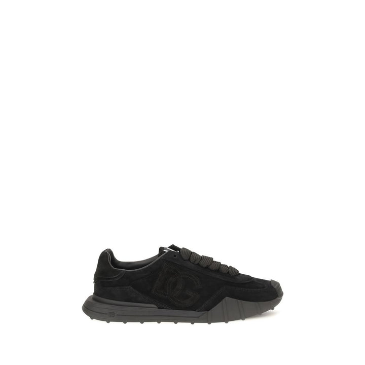 Dolce & Gabbana Black Calf Leather Bos Taurus Athletic Sneakers