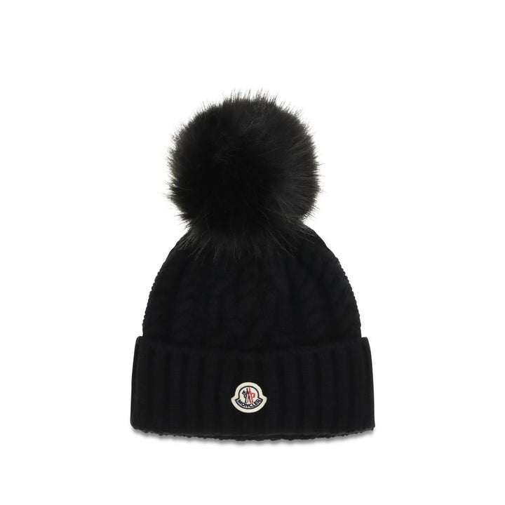 Moncler Black Wool Oves Aries Beanie