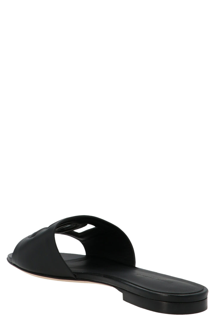 Dolce & Gabbana Black Calfskin Slides