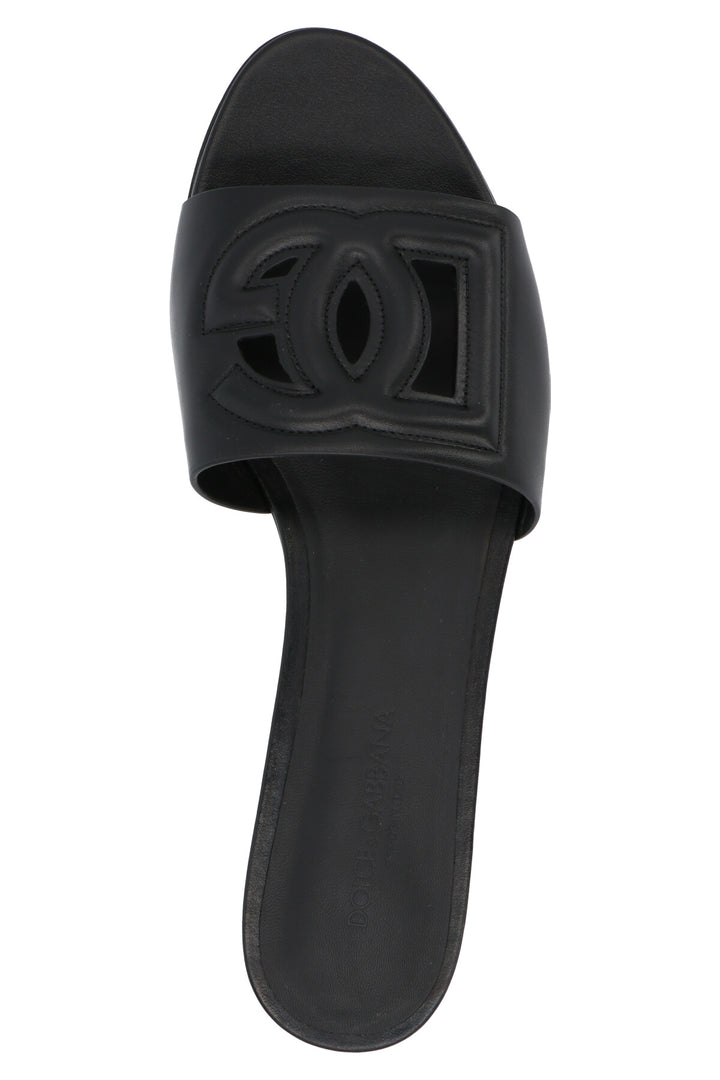 Dolce & Gabbana Black Calfskin Slides