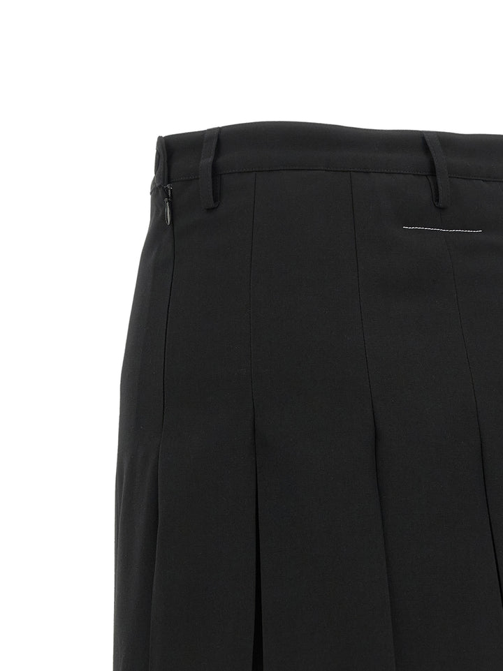 MM6 Maison Margiela Black Polyester Midi Skirt