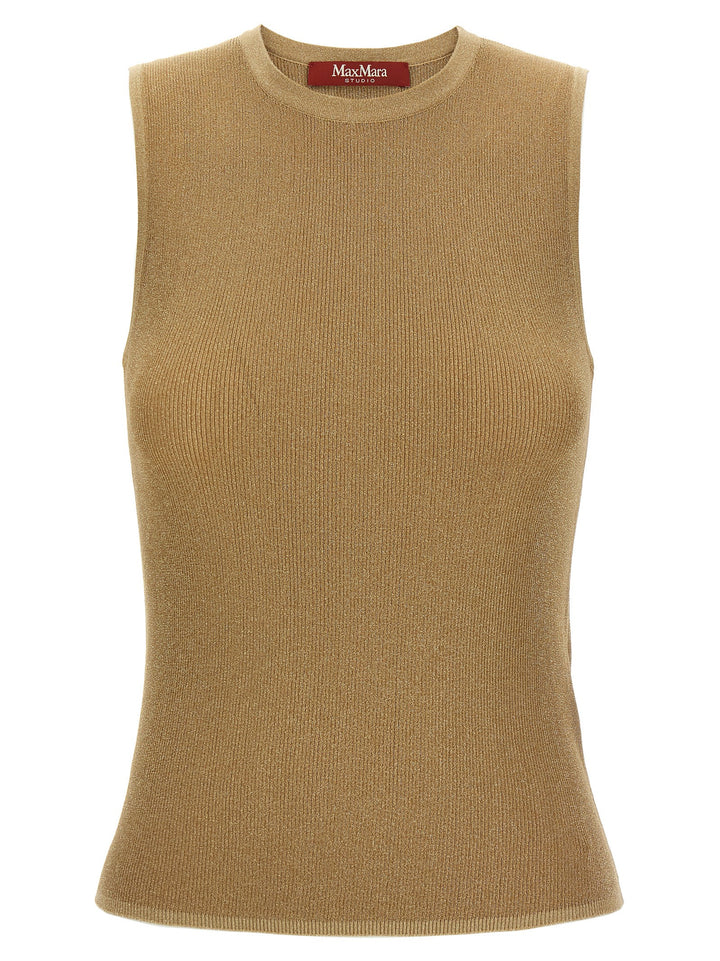 Max Mara Gold Polyamide Sleeveles T-Shirt