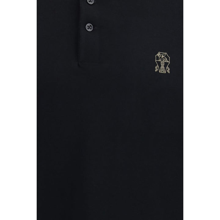 Brunello Cucinelli Black Cotton Polo Shirt
