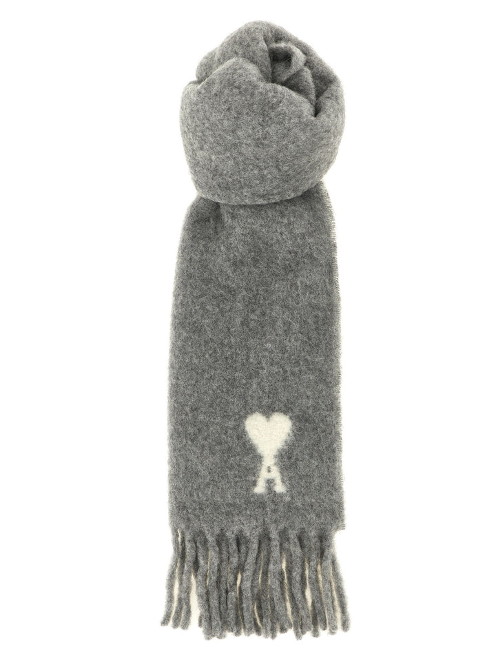Ami Paris Gray Alpaca Leather Foulard