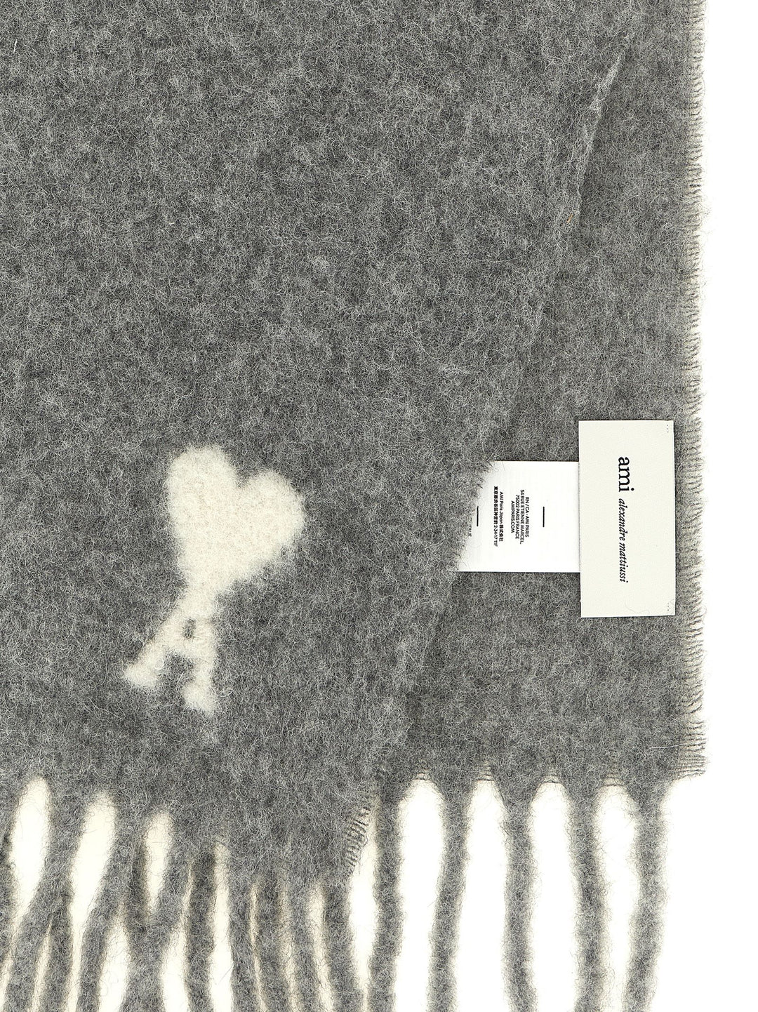 Ami Paris Gray Alpaca Leather Foulard