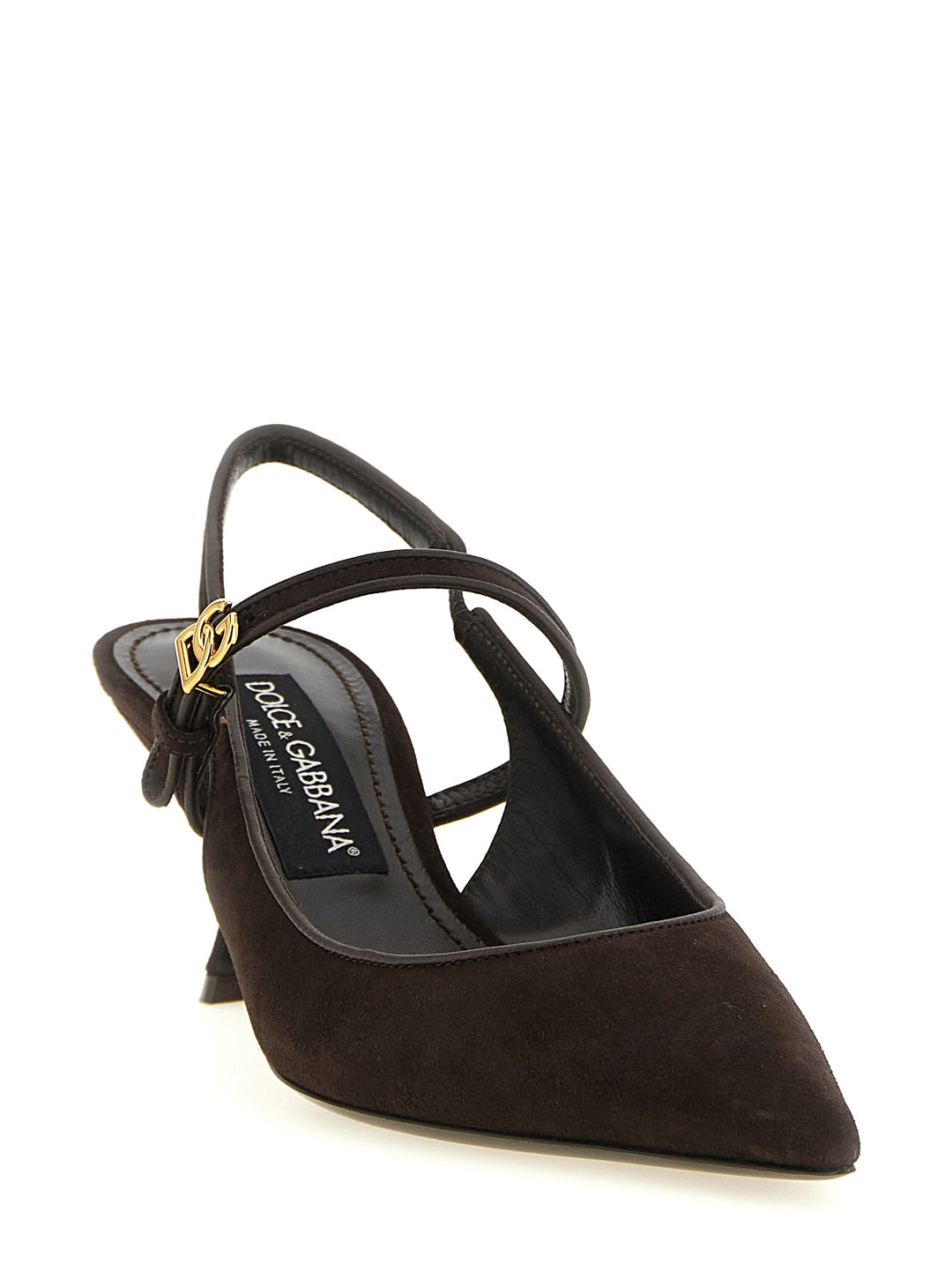 Dolce & Gabbana Brown Goatskin Mid Heel Pumps