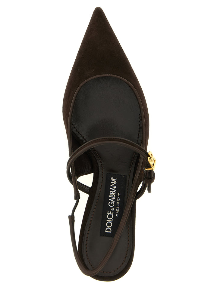 Dolce & Gabbana Brown Goatskin Mid Heel Pumps