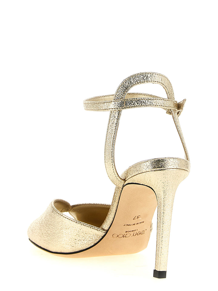 Jimmy Choo Gold Goatskin Stiletto Heel Sandals