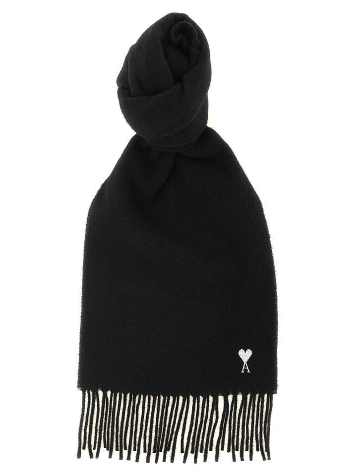 Ami Paris Black Wool Scarf