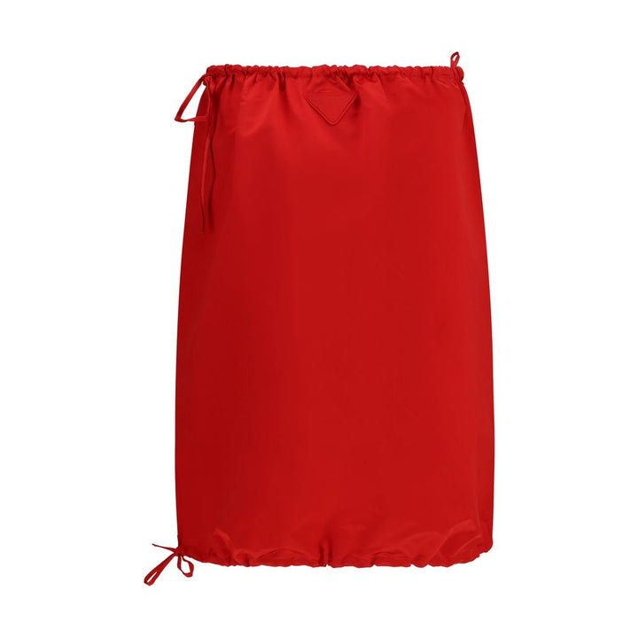 Prada Red Silk Midi Skirt