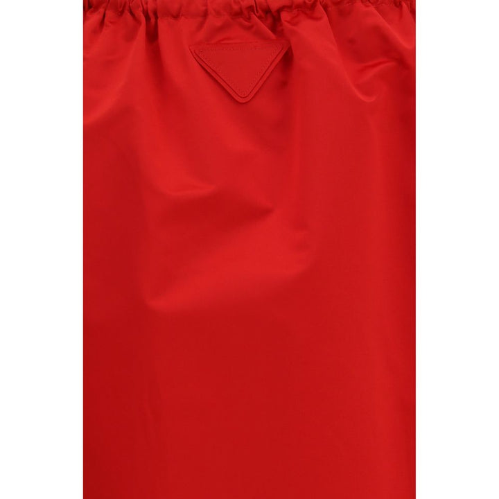 Prada Red Silk Midi Skirt