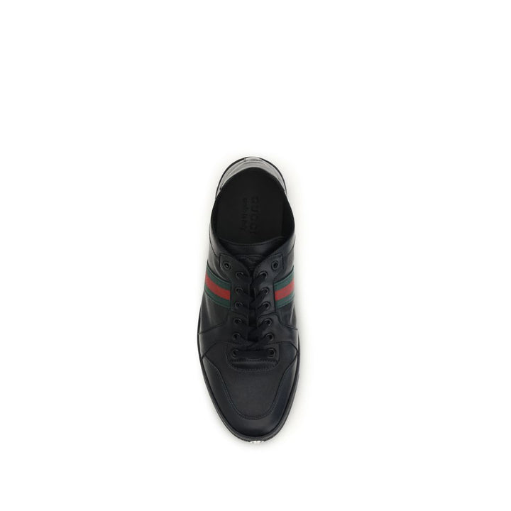 Gucci Black Calf Leather Bos Taurus Low Top Sneakers