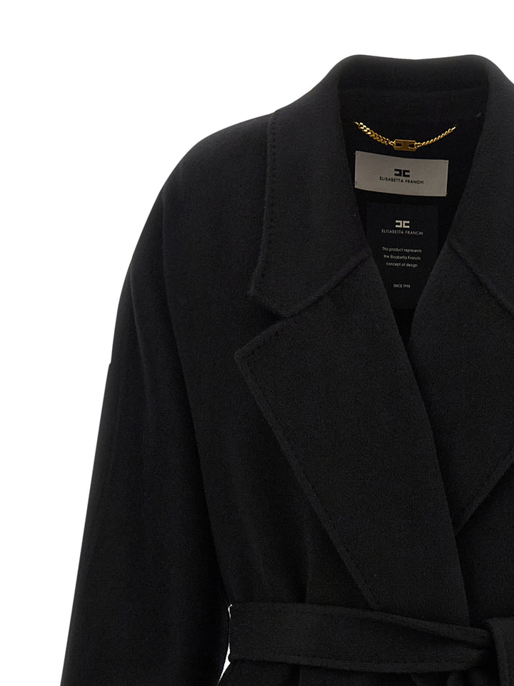 Elisabetta Franchi Black Wool Coat