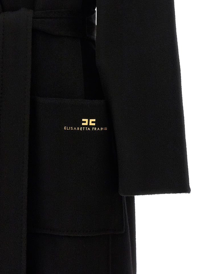 Elisabetta Franchi Black Wool Coat