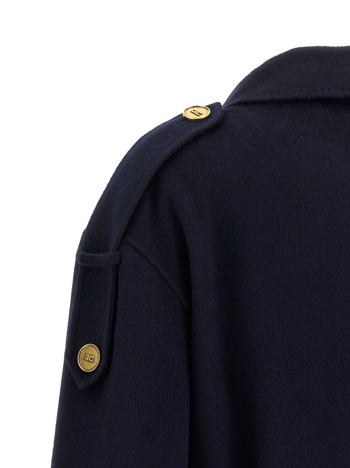 Elisabetta Franchi Blue Wool Coat