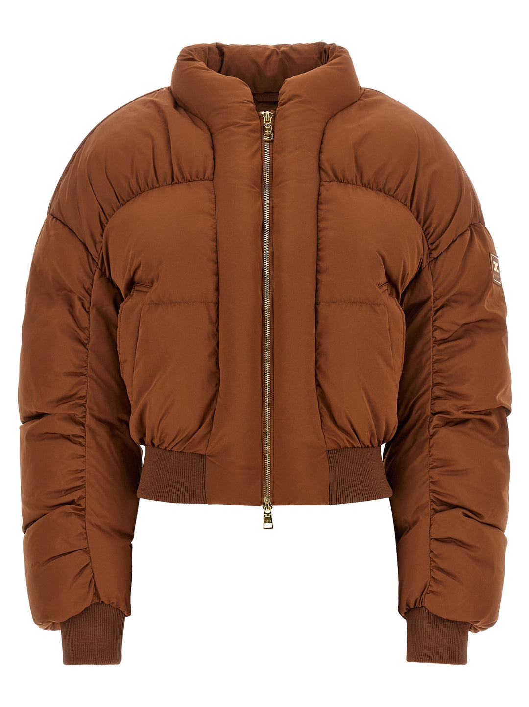 Elisabetta Franchi Brown Polyester Full-Length Jacket