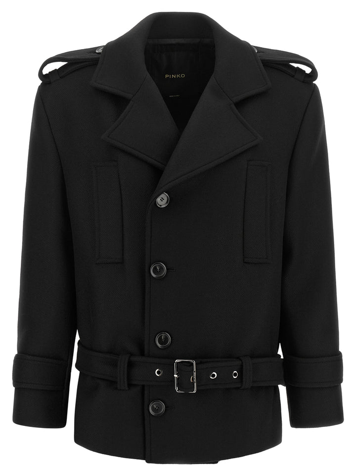PINKO Black Wool Coat