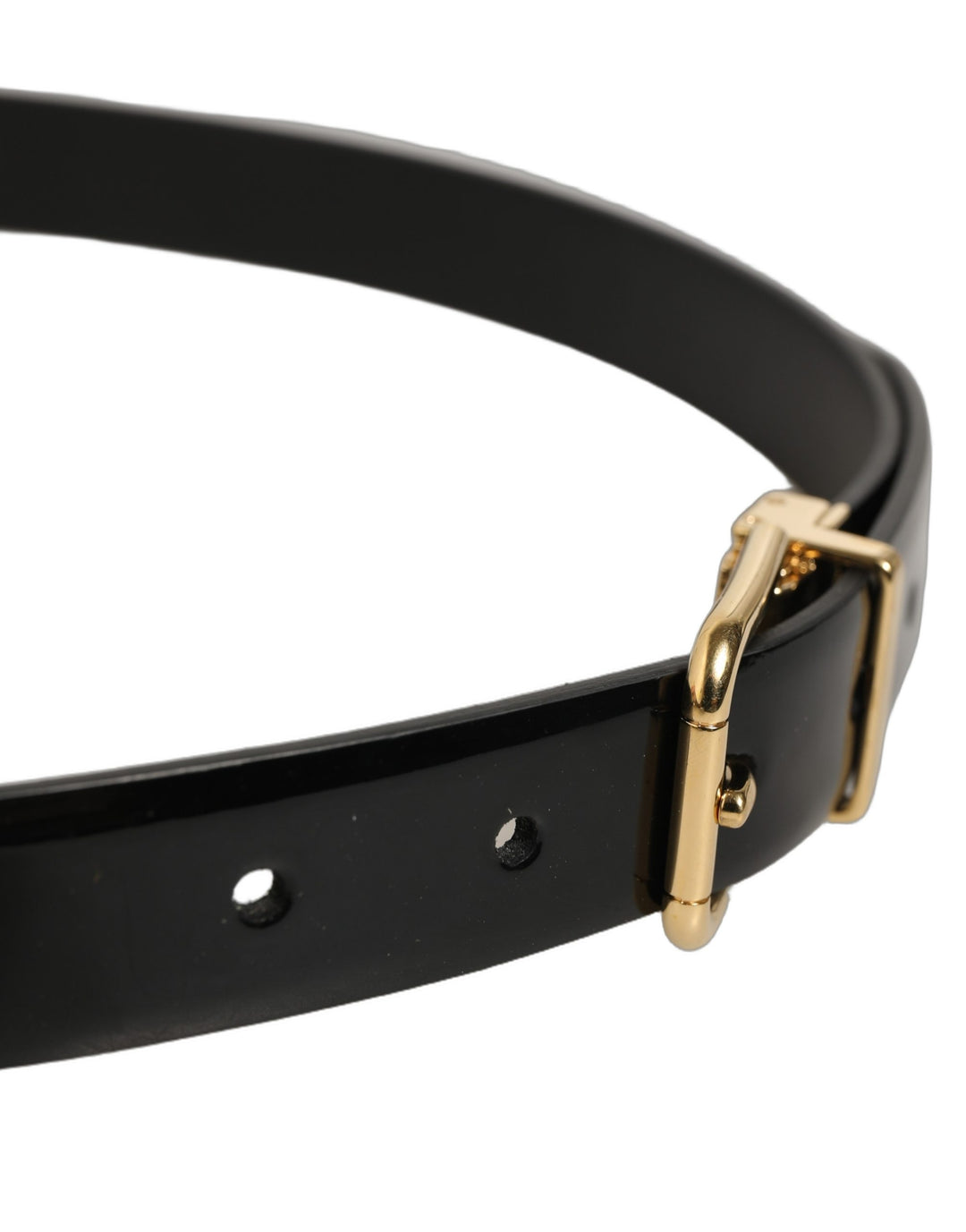 Dolce & Gabbana Black Classic Leather Gold Tone Buckle Belt