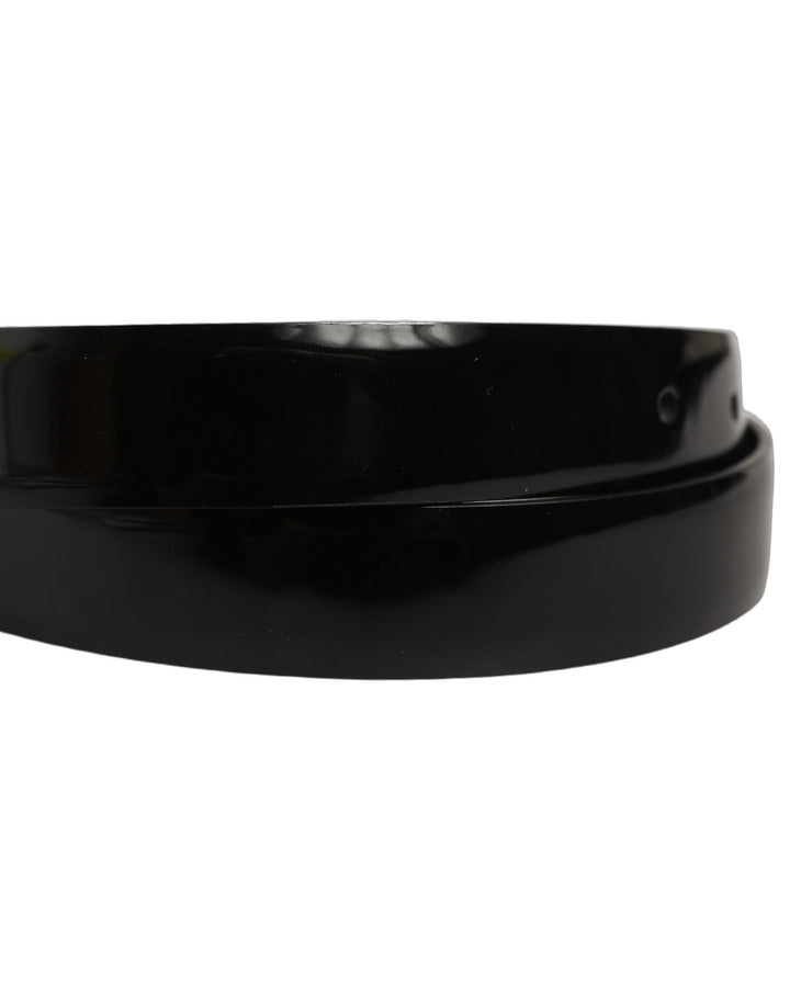 Dolce & Gabbana Black Classic Leather Gold Tone Buckle Belt