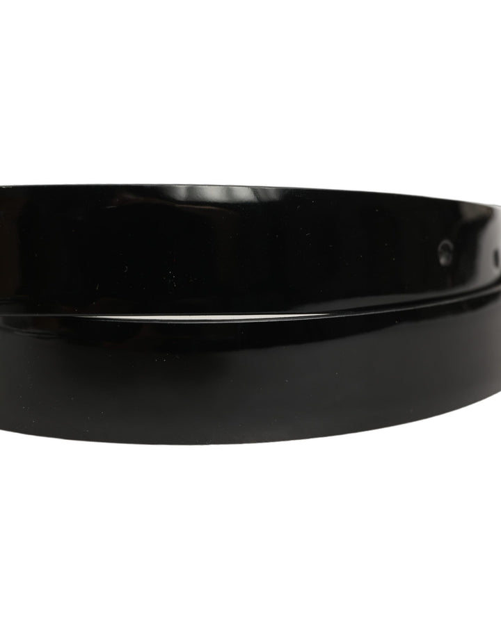 Dolce & Gabbana Black Classic Leather Gold Tone Buckle Belt