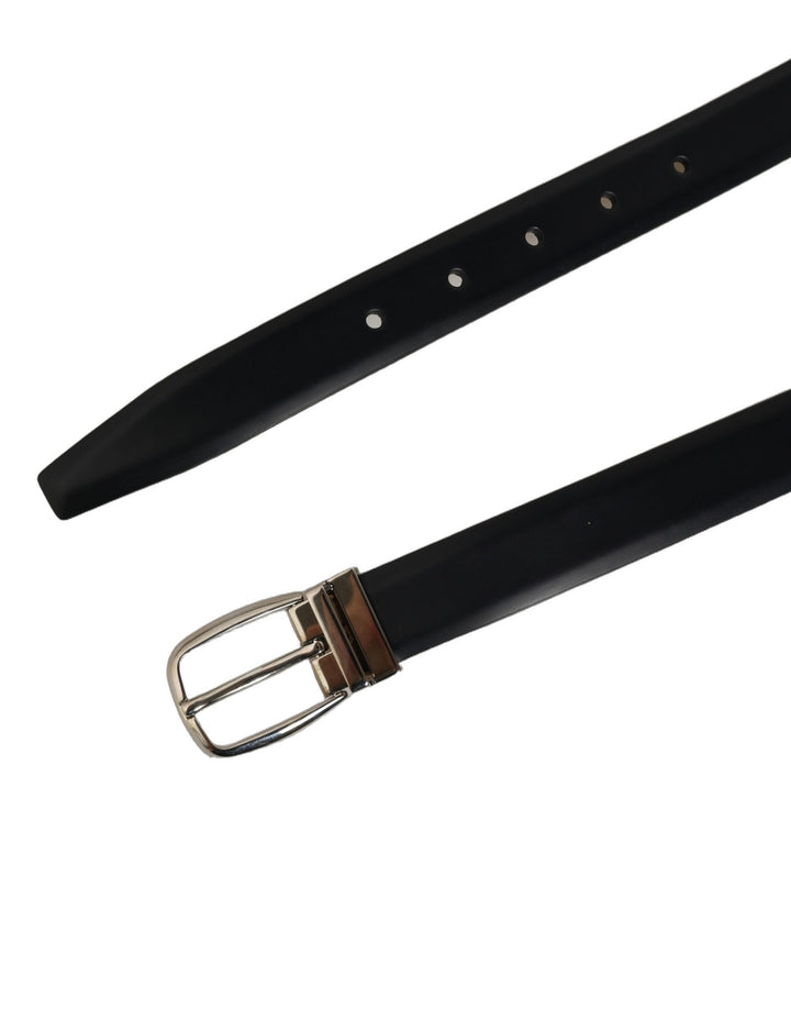 Dolce & Gabbana Blue Calf Leather Silver Metal Buckle Belt