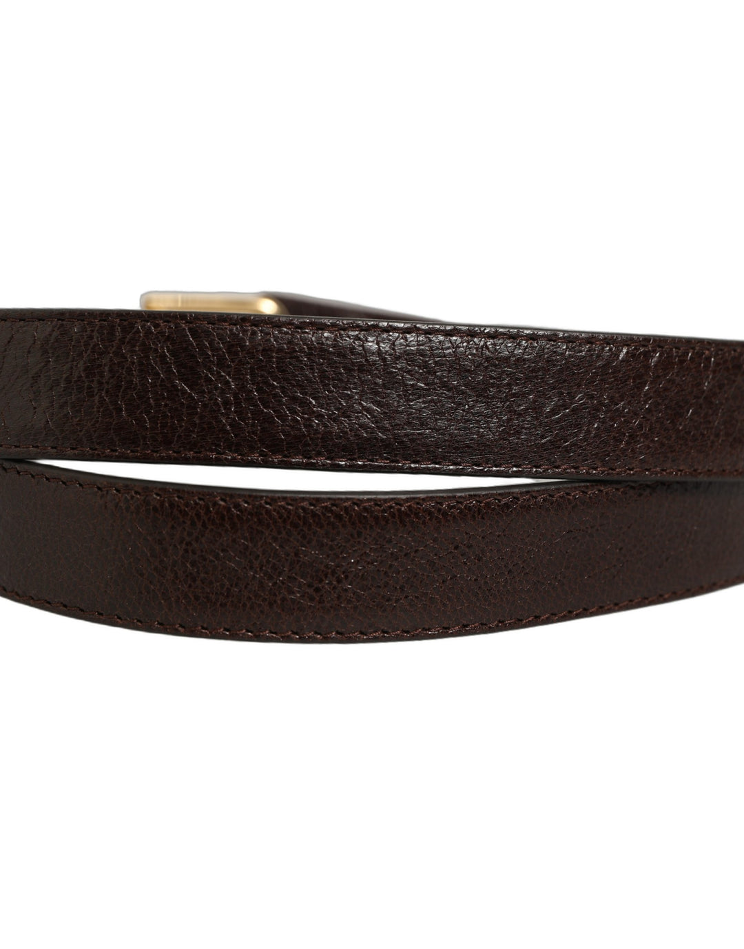 Dolce & Gabbana Men Brown Leather Gold Tone Metal Buckle Belt