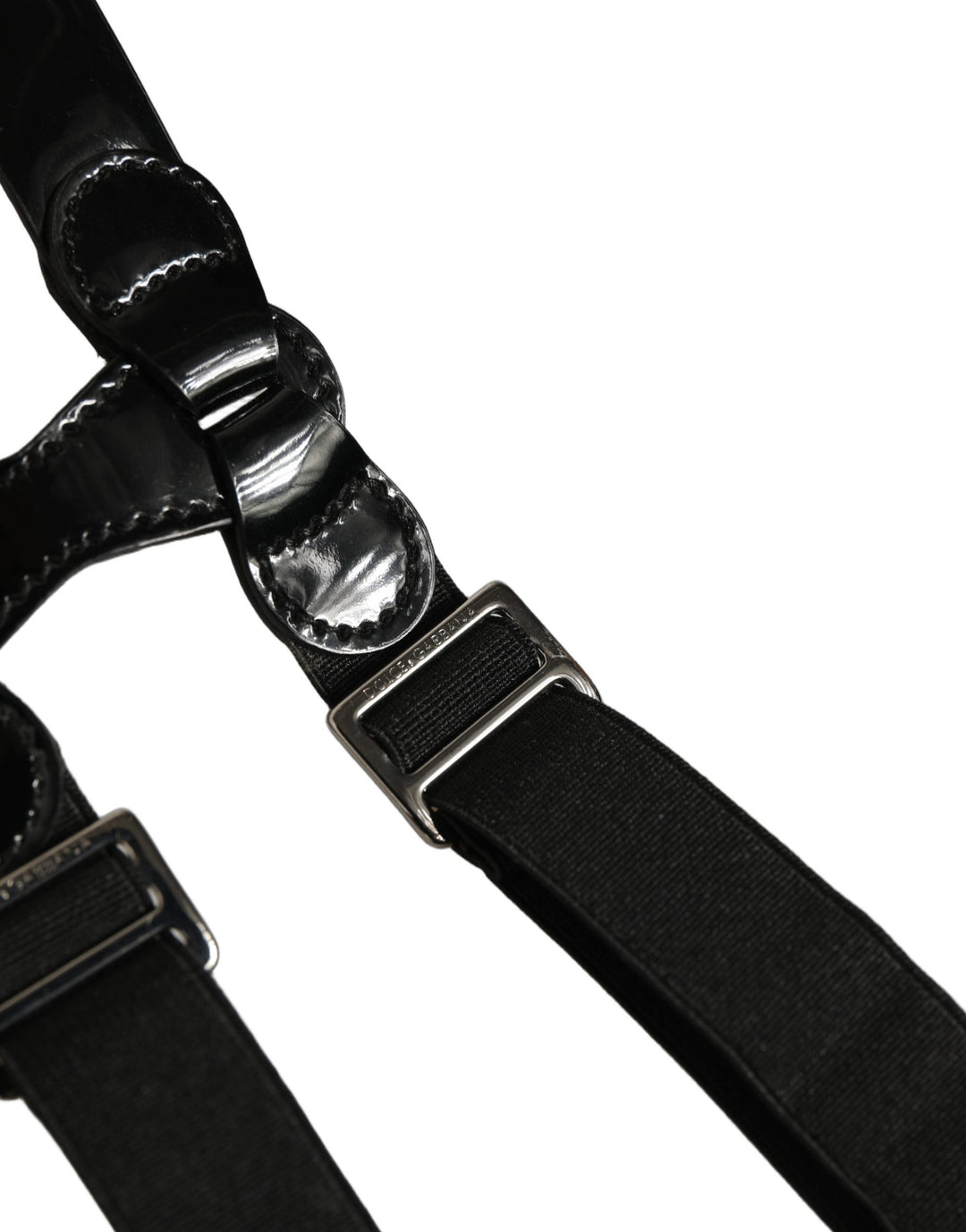 Dolce & Gabbana Black Adjustable Silver Metal Clips Suspenders