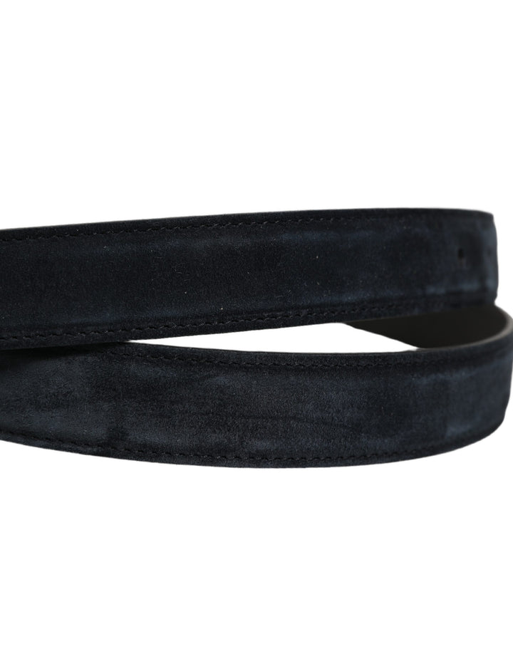 Dolce & Gabbana Men Black Leather Gold Tone Metal Buckle Belt