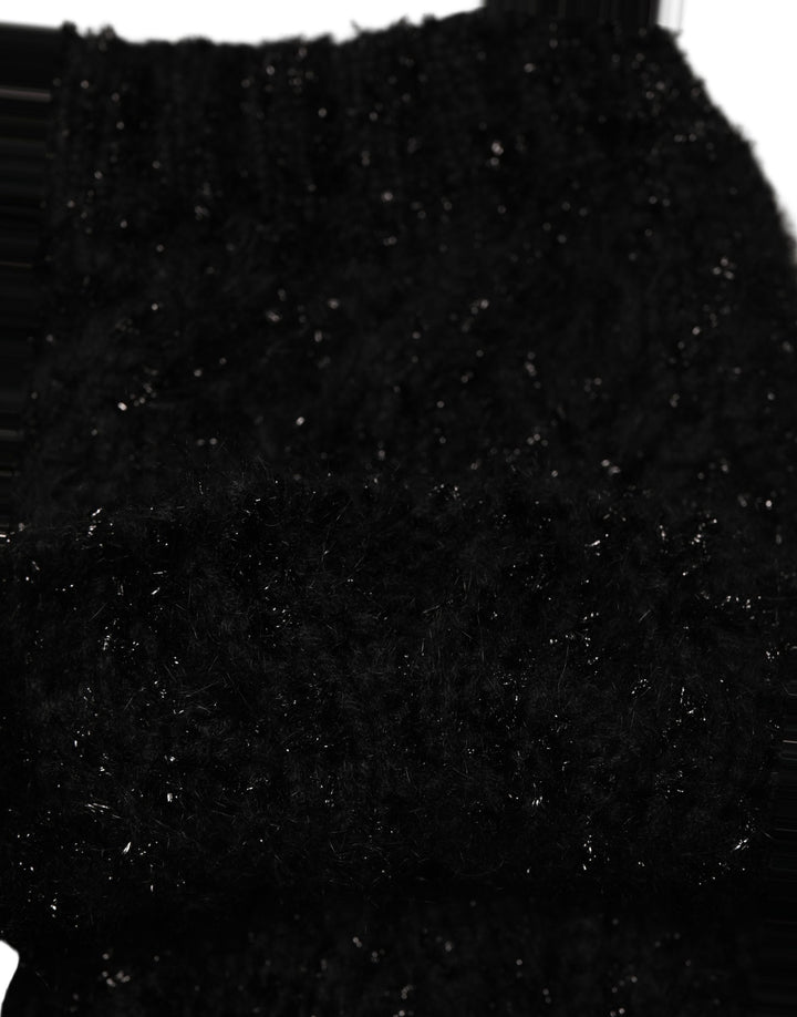 Dolce & Gabbana Men Black Cashmere Knitted Neck Warmer Scarf