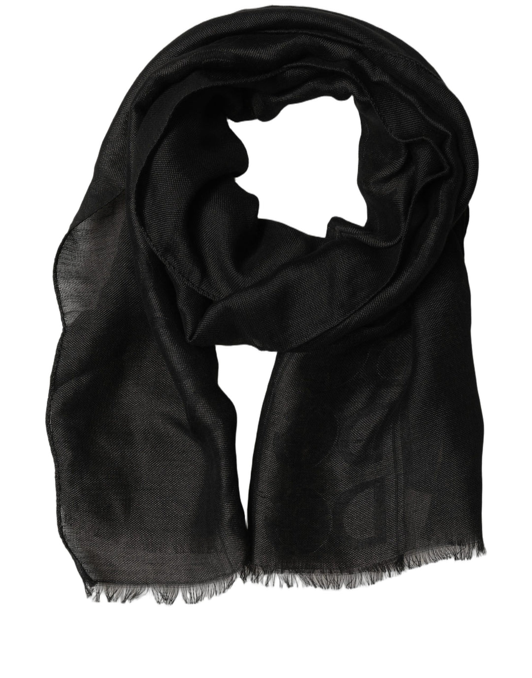 Dolce & Gabbana Black DG Logo Fringed Edge Lace Stole Scarf