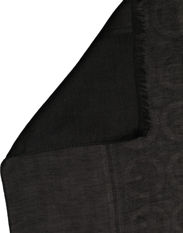 Dolce & Gabbana Black DG Logo Fringed Edge Lace Stole Scarf