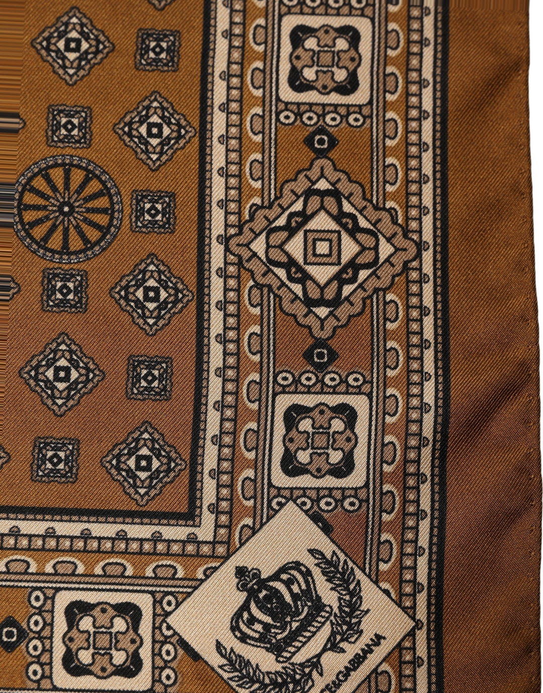 Dolce & Gabbana Brown Geometric Pocket Square Foulard Scarf