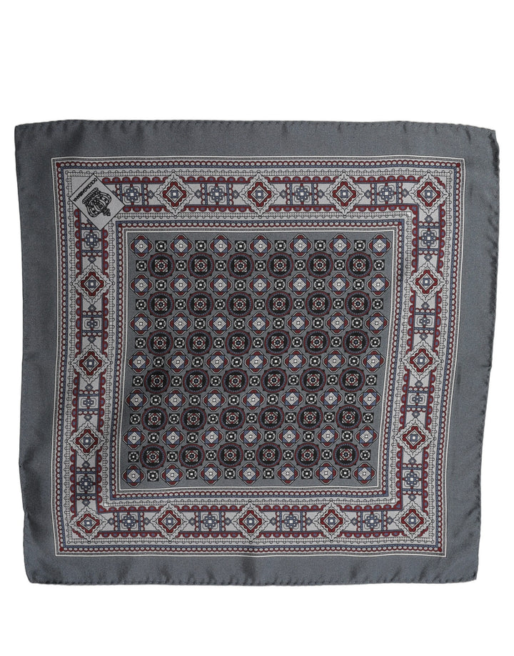 Dolce & Gabbana Gray Geometric Pocket Square Foulard Scarf