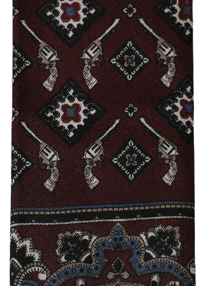 Dolce & Gabbana Burgundy Skinny Twilly Fringed Foulard Scarf