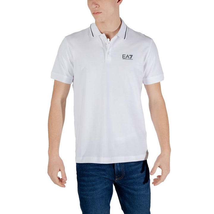 EA7 Emporio Armani White Cotton Polo Shirt