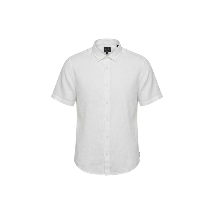 Armani Exchange White Linen Shortsleeve Shirt