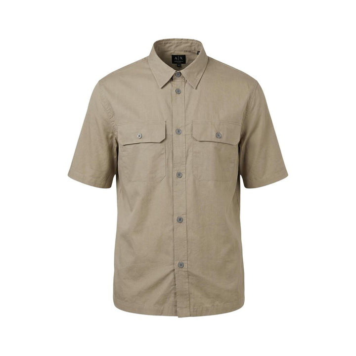 Armani Exchange Beige Cotton Shortsleeve Shirt