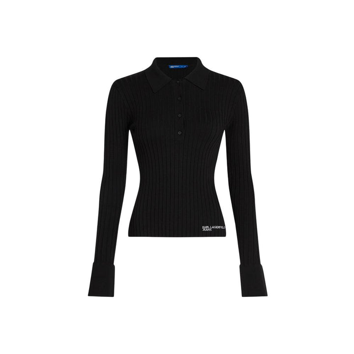 Karl Lagerfeld Black Viscose Long Sleeve T-Shirt