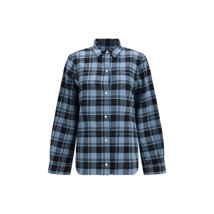 Off-White Blue Cotton Full-Length Jacket