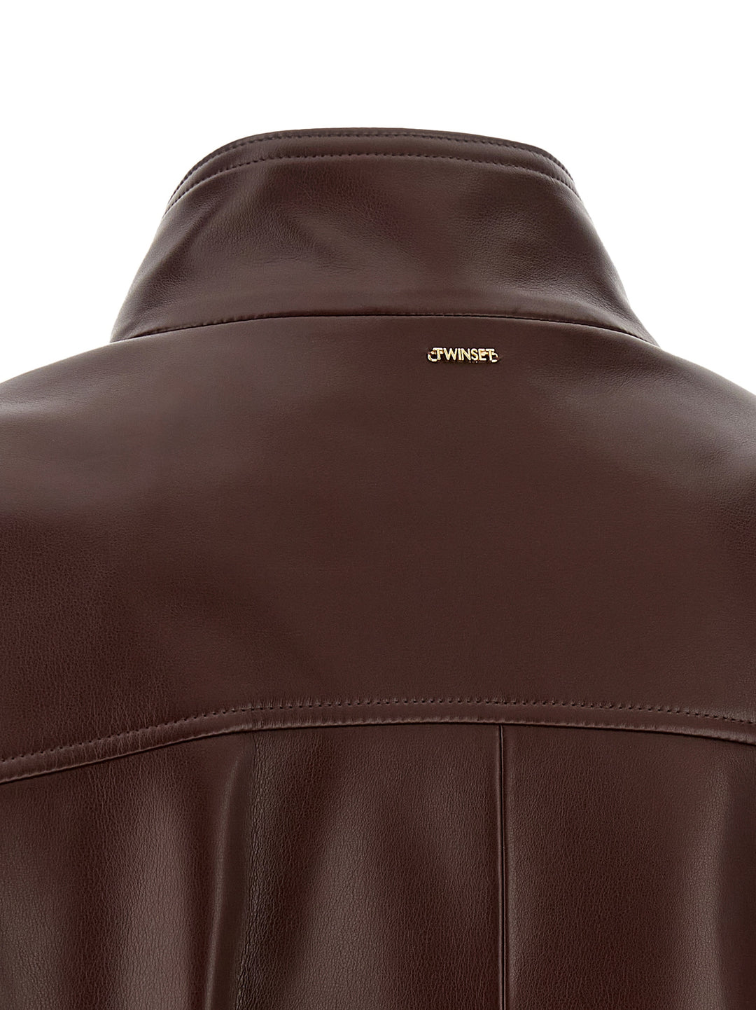 Twinset Brown Polyester Leather Jacket