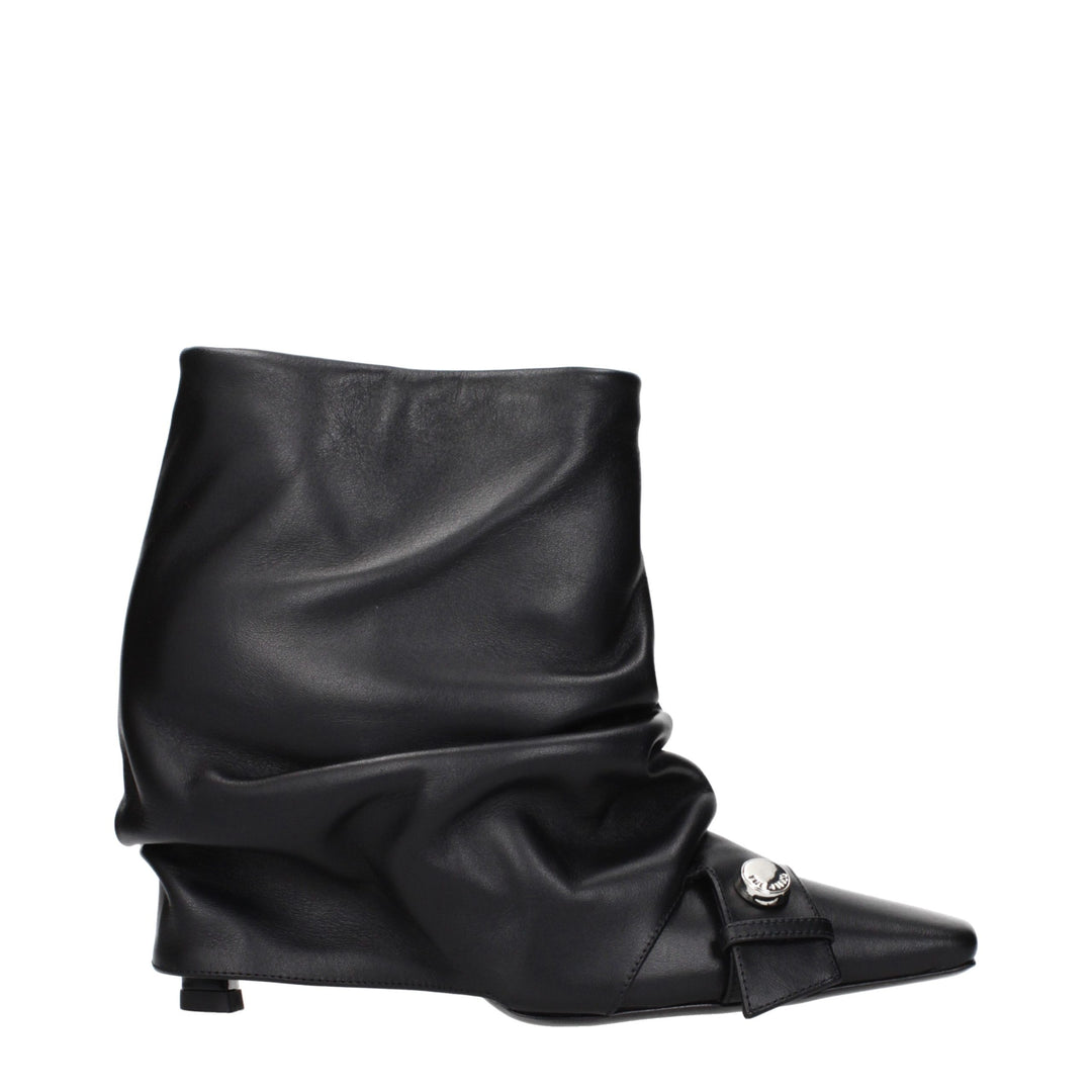The Attico Black Leather Ankle Boots