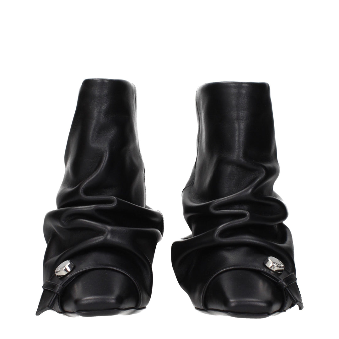 The Attico Black Leather Ankle Boots