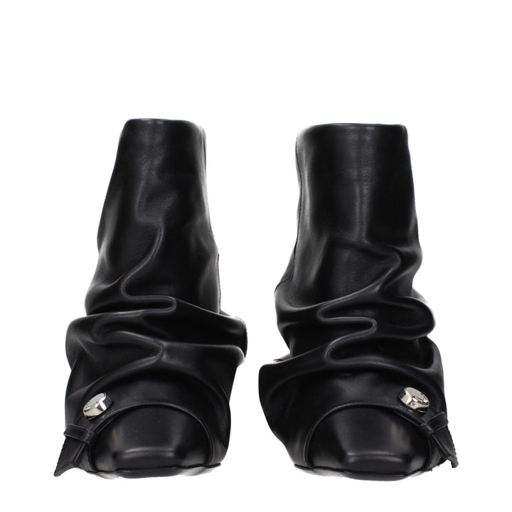 The Attico Black Leather Ankle Boots