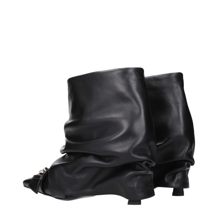 The Attico Black Leather Ankle Boots