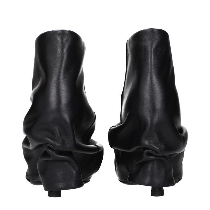 The Attico Black Leather Ankle Boots