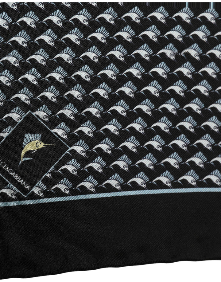 Dolce & Gabbana Black Silk Geometric Handkerchief Pocket Scarf