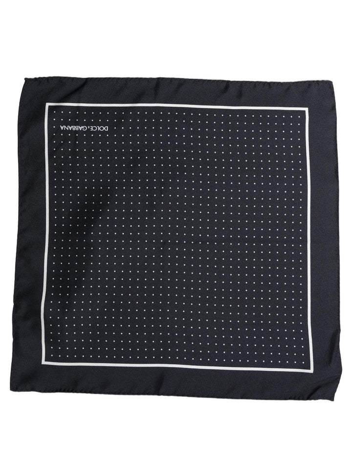 Dolce & Gabbana Blue Silk Polka Dot Handkerchief Pocket Scarf