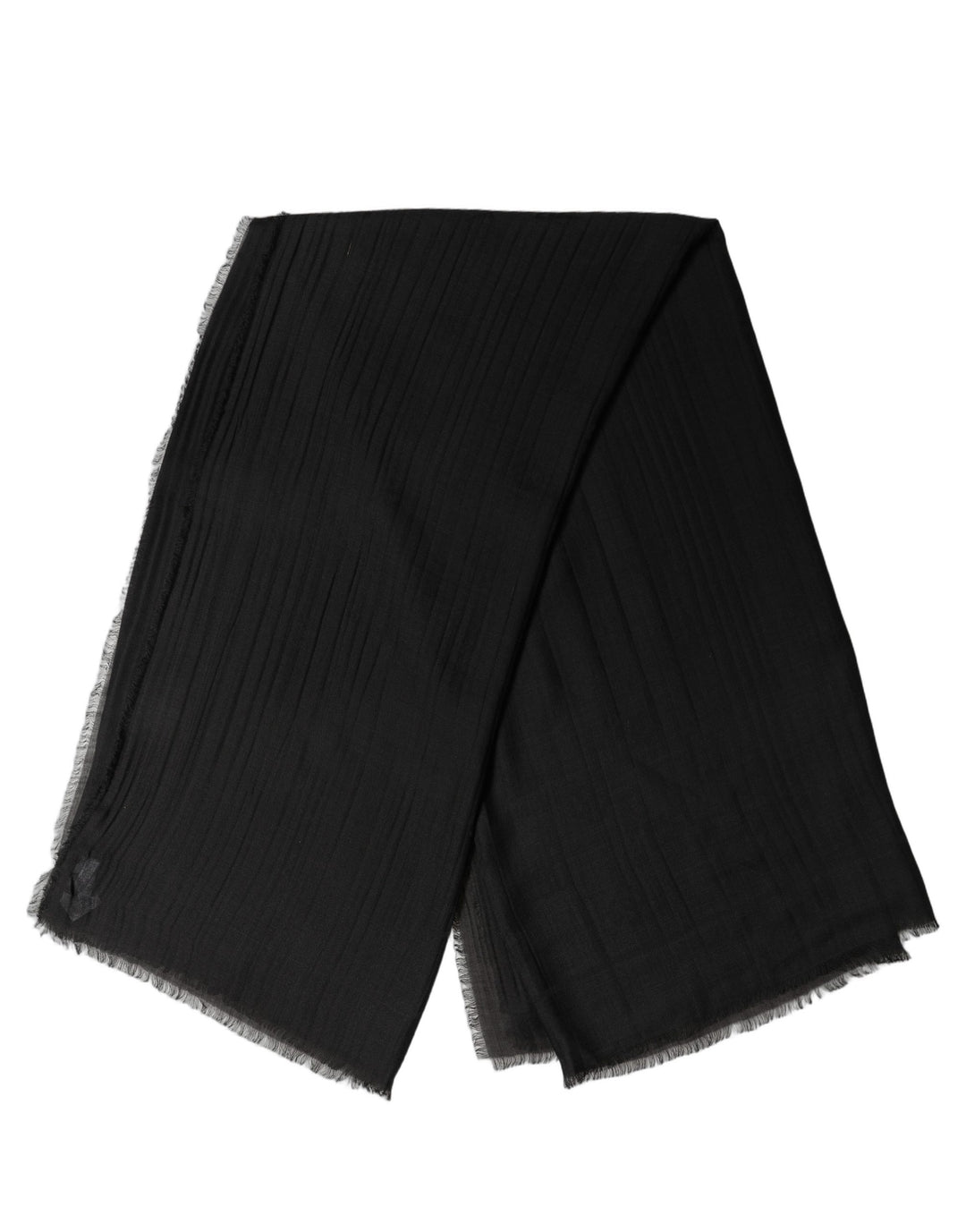Dolce & Gabbana Black Silk Wool Fringed Men Lace Stole Scarf